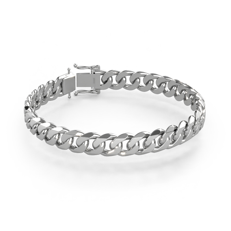 Image of Cuban 3CUTH 10.0mm Cuban link bracelet Hollow - 585 white gold