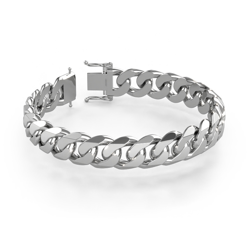 Image of Cuban 3CUTH 13.0mm Cuban link bracelet Hollow - 585 white gold