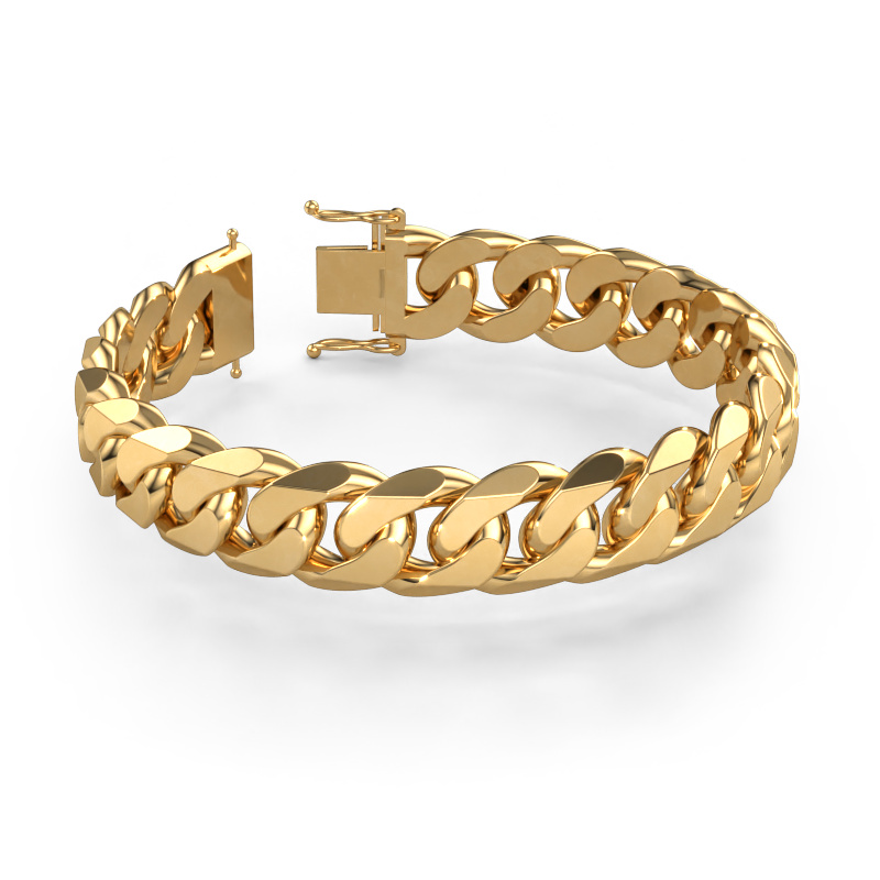 Image of Cuban 3CUTH 15.0mm Cuban link bracelet Hollow - 585 gold