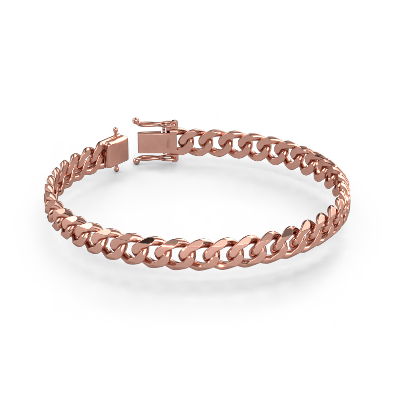 Image of Cuban 3CUT 8.0mm Cuban link bracelet Solid - 585 rose gold
