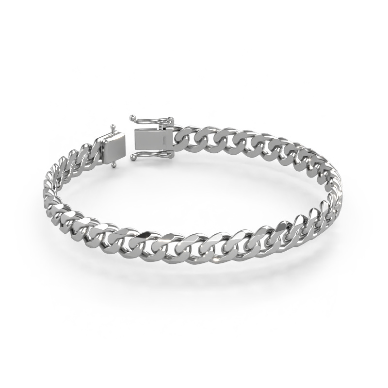 Image of Cuban 3CUT 8.0mm Cuban link bracelet Solid - 585 white gold