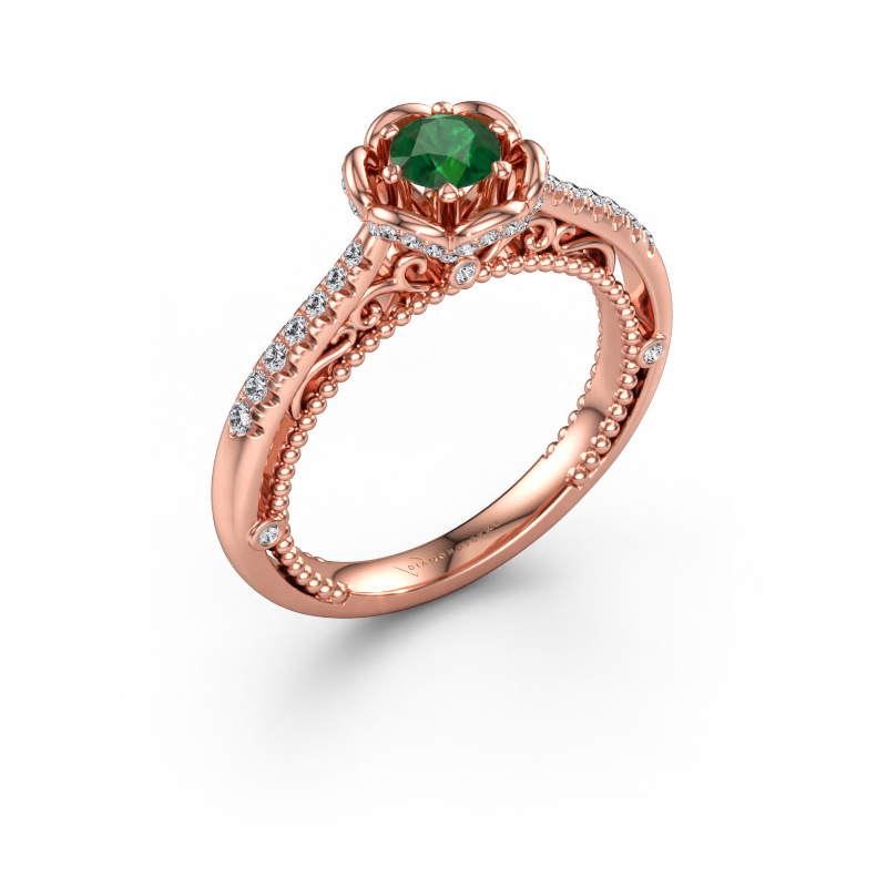 Bild av Förlovningsring Abbey 585 roséguld Smaragd 4.2 mm