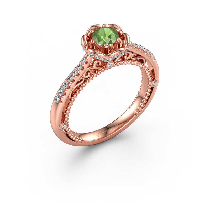 Bild av Förlovningsring Abbey 585 roséguld Grön turmalin 4.2 mm