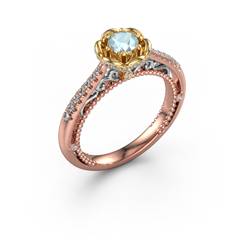 Bild von Verlobungsring Abbey 585 Roségold Aquamarin 4.2 mm