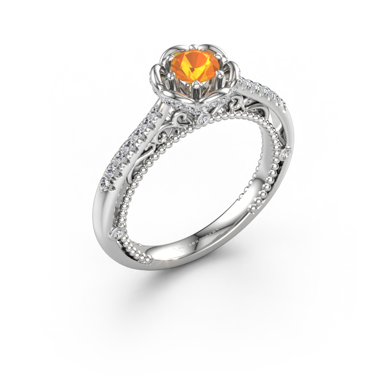 Image de Bague de fiançailles Abbey 585 or blanc Citrine 4.2 mm