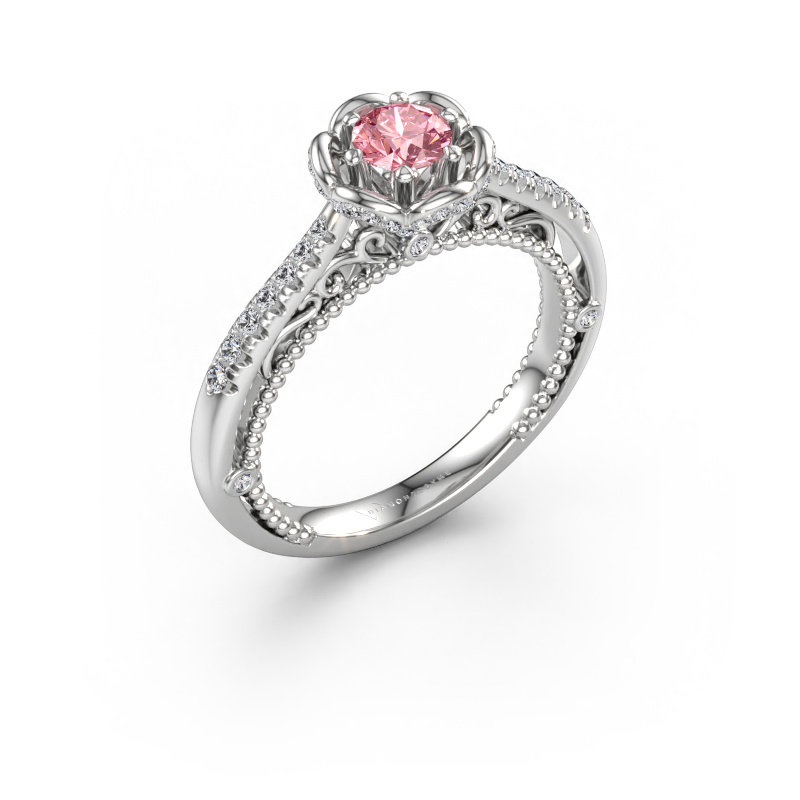 Immagine di Anello di fidanzamento Abbey 585 oro bianco Diamante lab grown rosa 4.2 mm