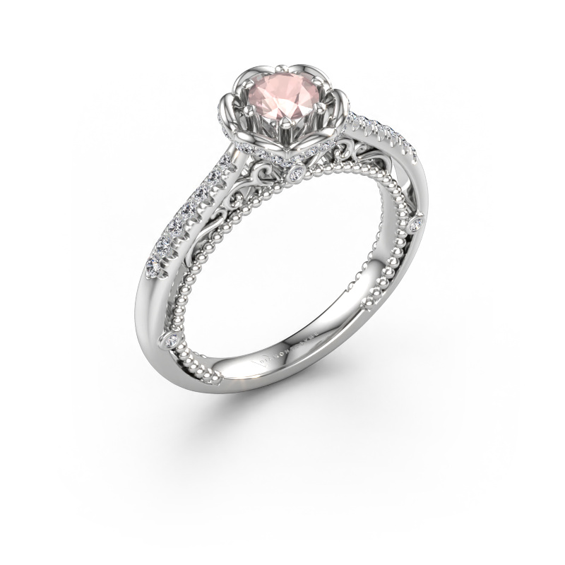 Immagine di Anello di fidanzamento Abbey 585 oro bianco Morganite champagne 4.2 mm