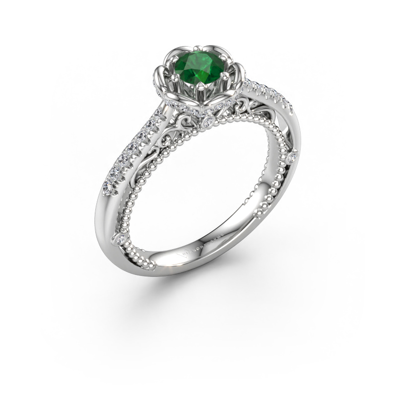 Immagine di Anello di fidanzamento Abbey 585 oro bianco Smeraldo 4.2 mm