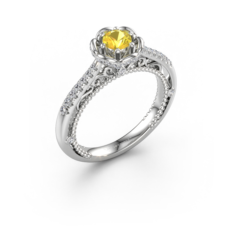 Immagine di Anello di fidanzamento Abbey 585 oro bianco Zaffiro giallo 4.2 mm