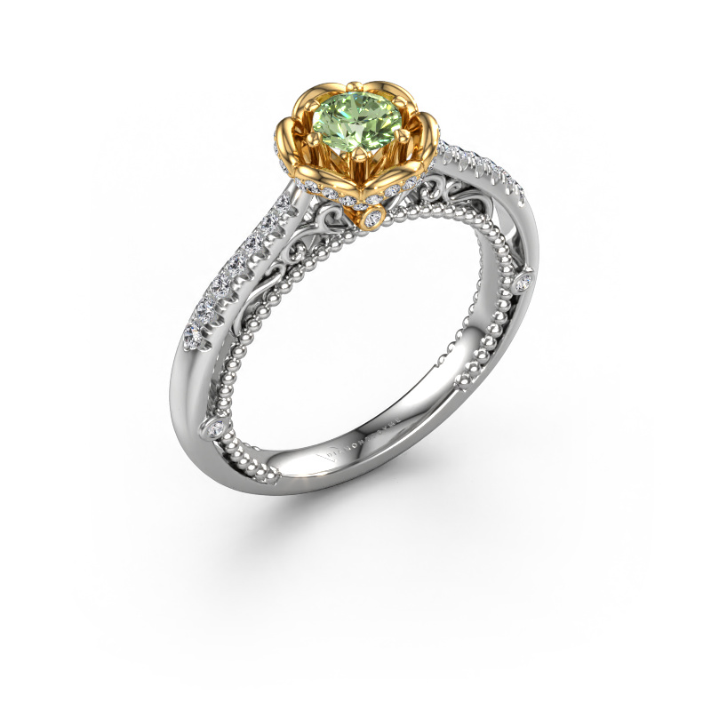 Image of Engagement ring Abbey 585 white gold Green lab grown diamond 4.2 mm