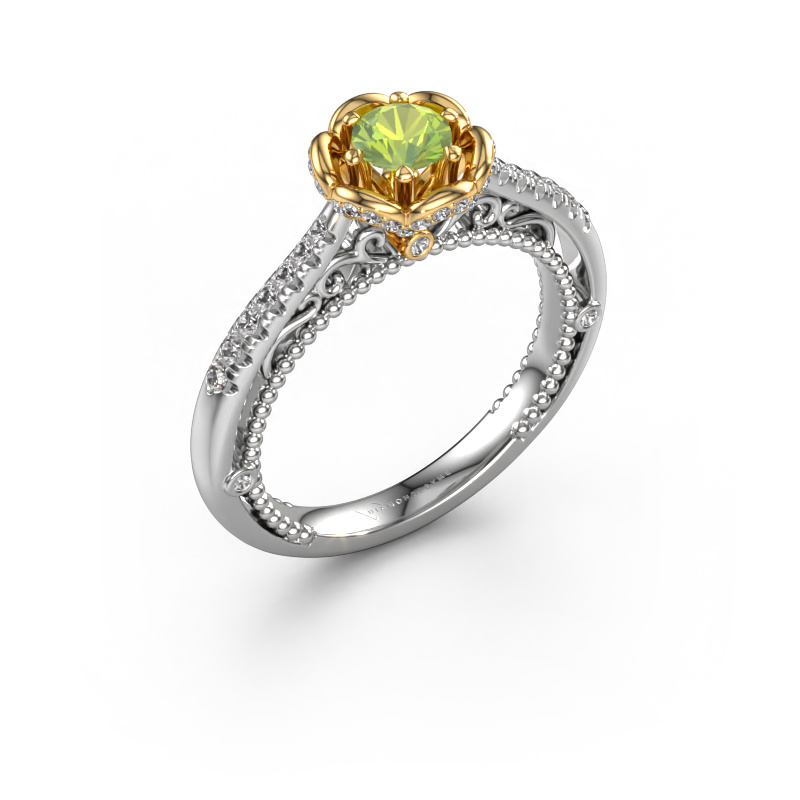 Image of Engagement ring Abbey 585 white gold Peridot 4.2 mm
