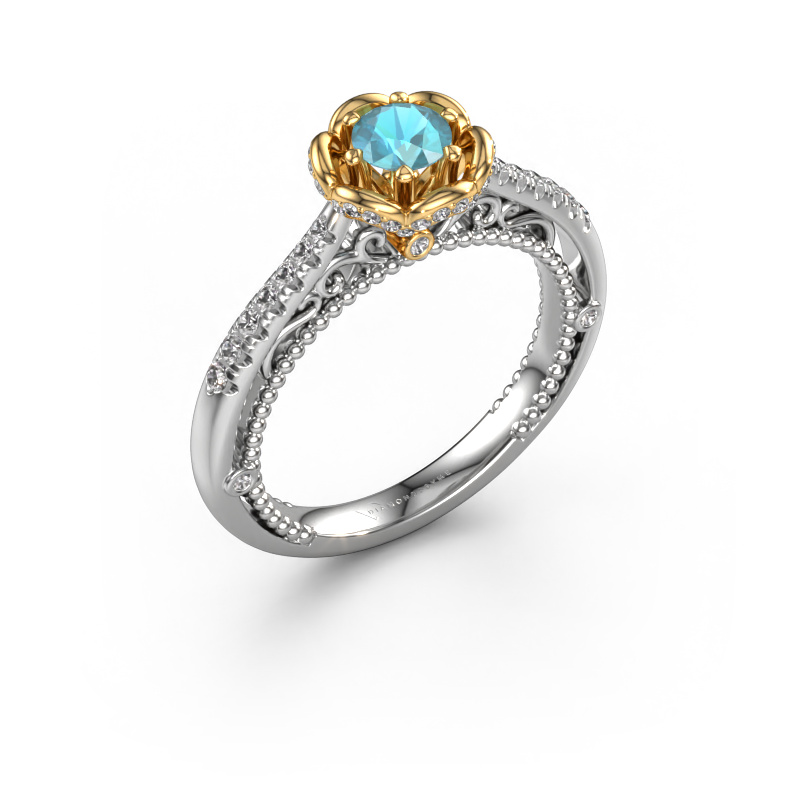 Bild von Verlobungsring Abbey 585 Weißgold Blau Topas 4.2 mm