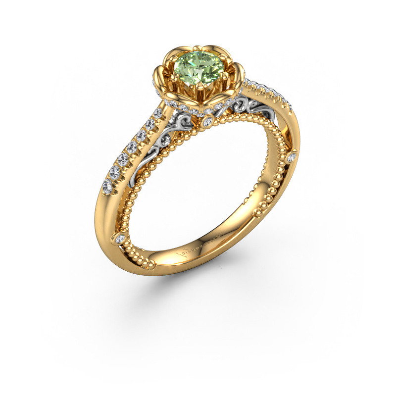 Image of Engagement ring Abbey 585 gold Green lab grown diamond 4.2 mm