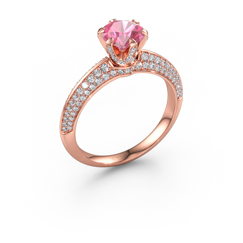 Bild av Förlovningsring Abby 585 roséguld Rosa safir 6.5 mm