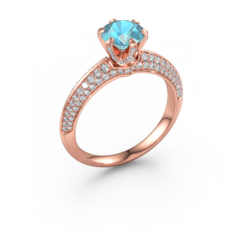 Immagine di Anello di fidanzamento Abby 585 oro rosa Topazio blu 6.5 mm