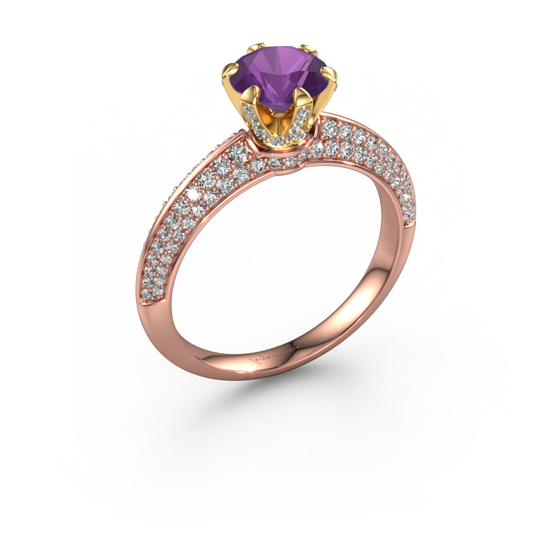 Image de Bague de fiançailles Abby 585 or rose Améthyste 6.5 mm