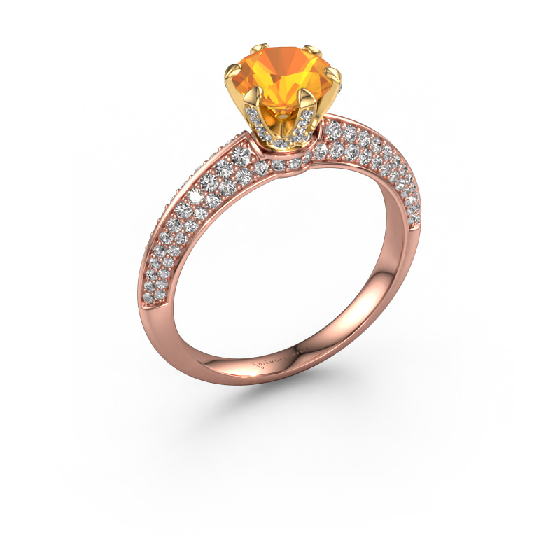 Image of Engagement ring Abby 585 rose gold Citrin 6.5 mm
