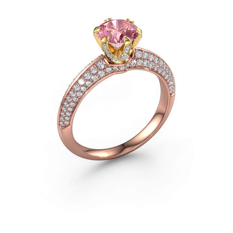 Image of Engagement ring Abby 585 rose gold Pink lab grown diamond 6.5 mm