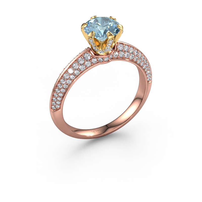 Image of Engagement ring Abby 585 rose gold Blue lab grown diamond 6.5 mm