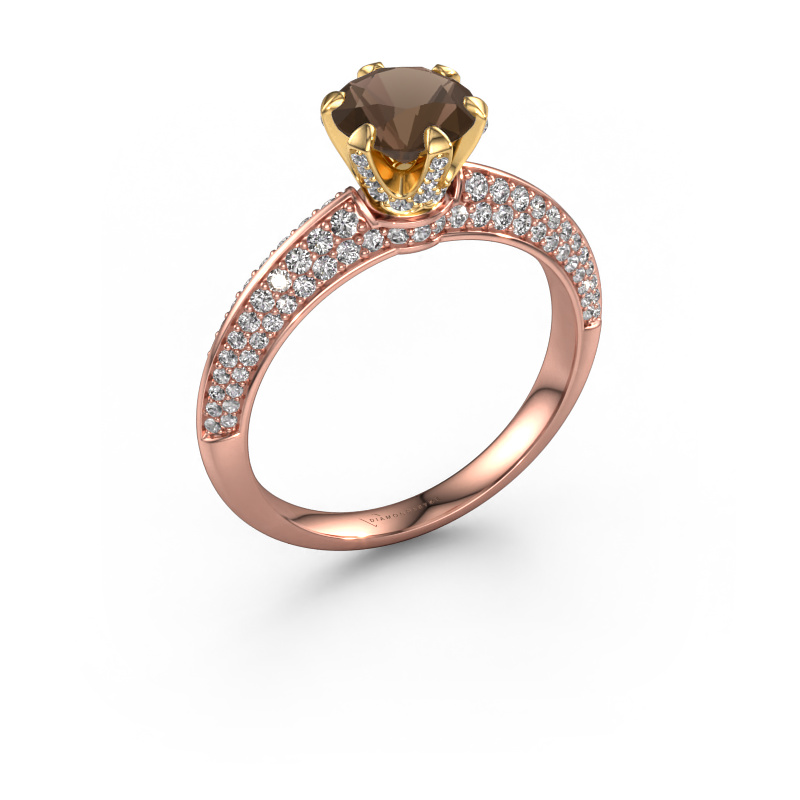 Image of Engagement ring Abby 585 rose gold Smokey quartz 6.5 mm