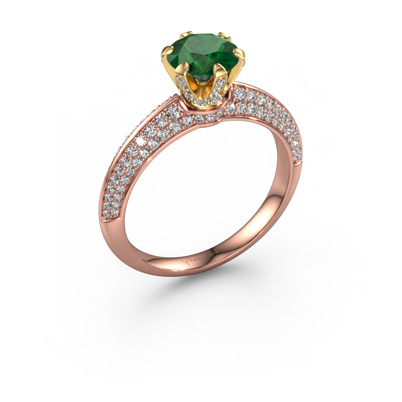 Image of Engagement ring Abby 585 rose gold Emerald 6.5 mm