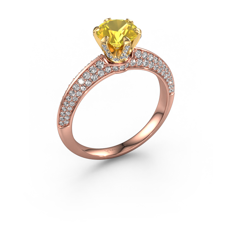 Image of Engagement ring Abby 585 rose gold Yellow sapphire 6.5 mm