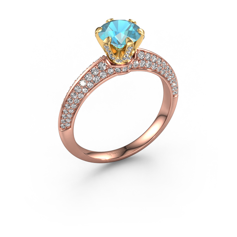 Image of Engagement ring Abby 585 rose gold Blue topaz 6.5 mm