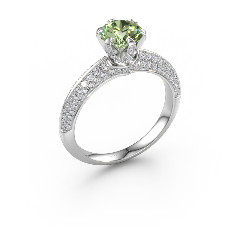 Immagine di Anello di fidanzamento Abby 585 oro bianco Diamante lab grown verde 6.5 mm