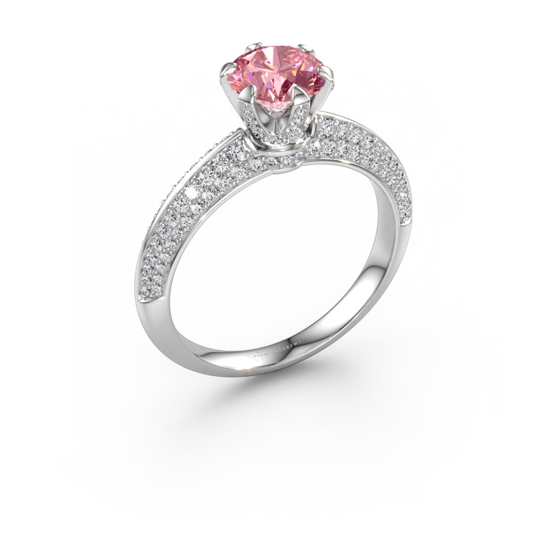 Immagine di Anello di fidanzamento Abby 585 oro bianco Diamante lab grown rosa 6.5 mm
