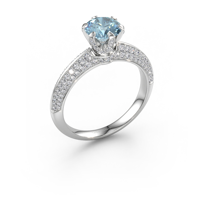 Immagine di Anello di fidanzamento Abby 950 platino Diamante lab grown blu 6.5 mm