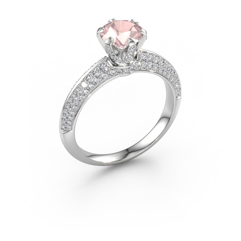 Immagine di Anello di fidanzamento Abby 585 oro bianco Morganite champagne 6.5 mm
