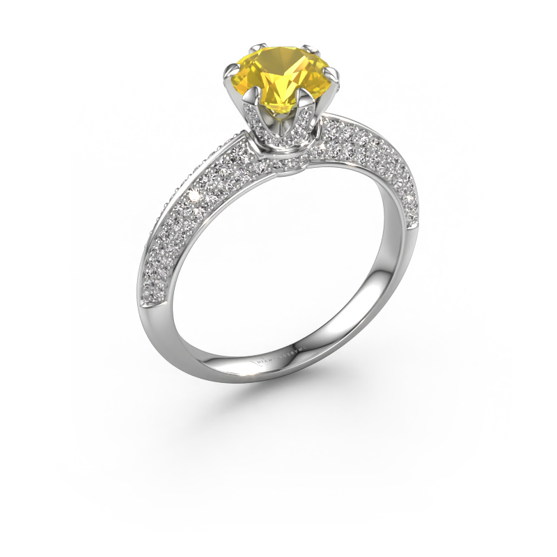 Image of Engagement ring Abby 950 platinum Yellow sapphire 6.5 mm