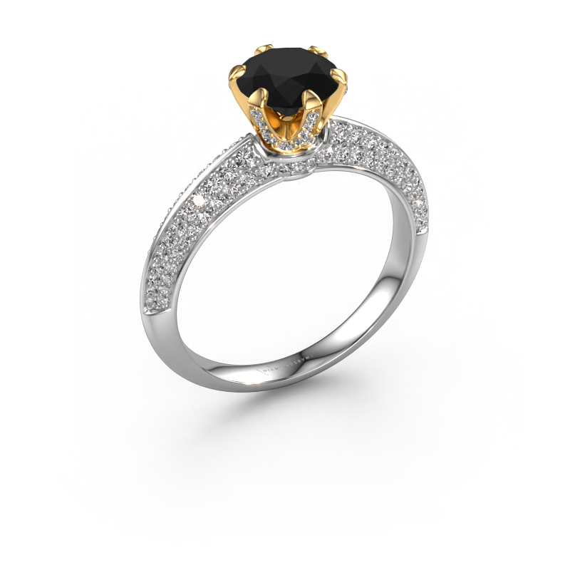 Image of Engagement ring Abby 585 white gold Black diamond 1.95 crt