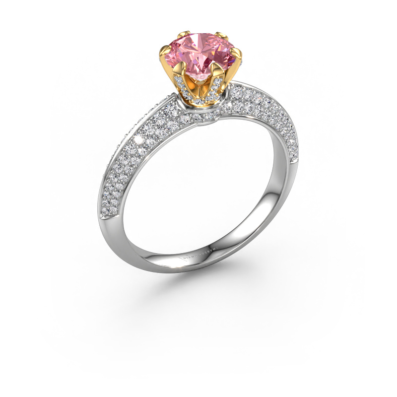 Image of Engagement ring Abby 585 white gold Pink lab grown diamond 6.5 mm