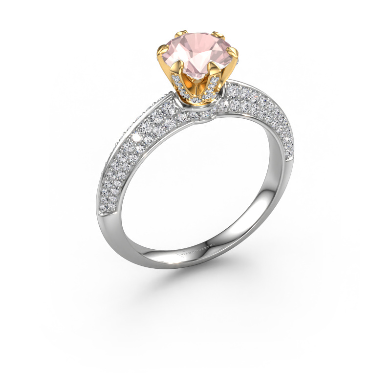 Image of Engagement ring Abby 585 white gold Morganite champagne 6.5 mm