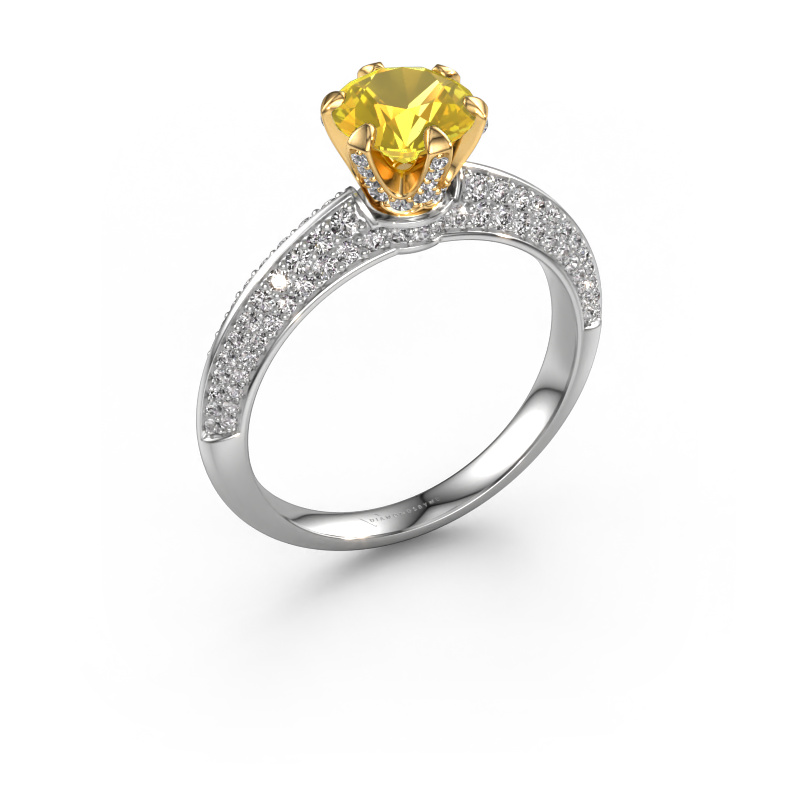 Image of Engagement ring Abby 585 white gold Yellow sapphire 6.5 mm