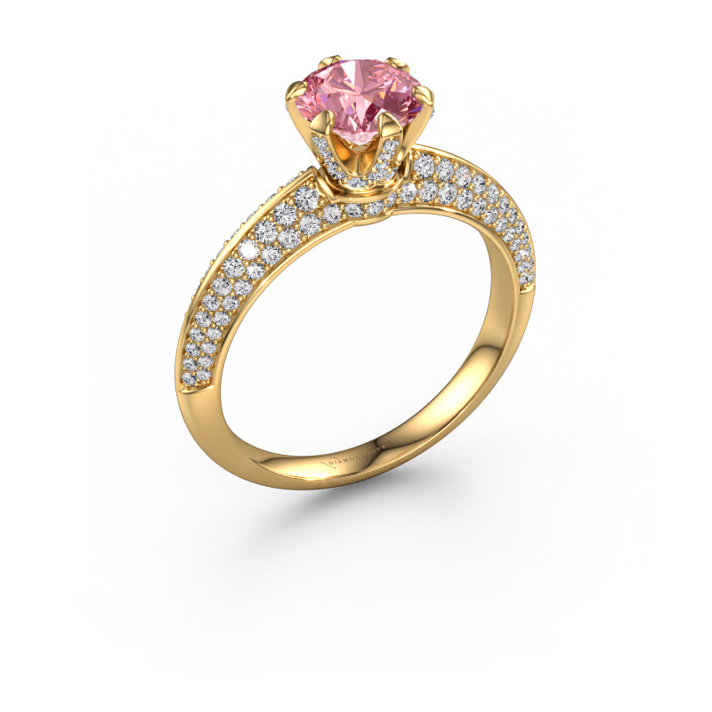 Image of Engagement ring Abby 585 gold Pink lab grown diamond 6.5 mm