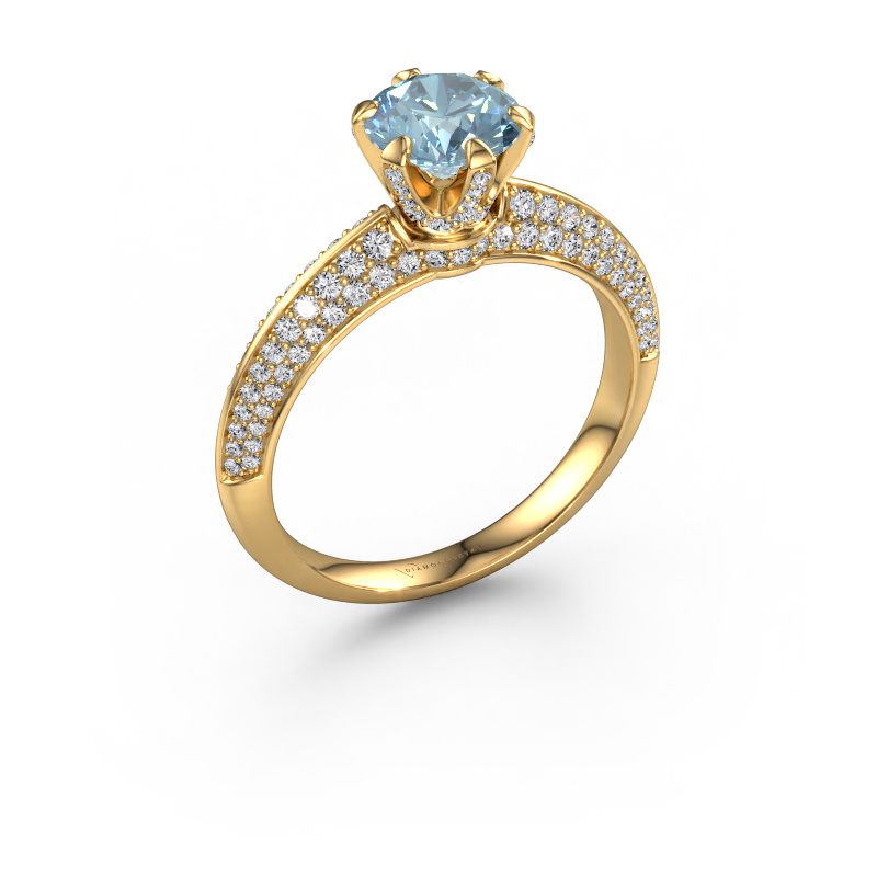 Image of Engagement ring Abby 585 gold Blue lab grown diamond 6.5 mm
