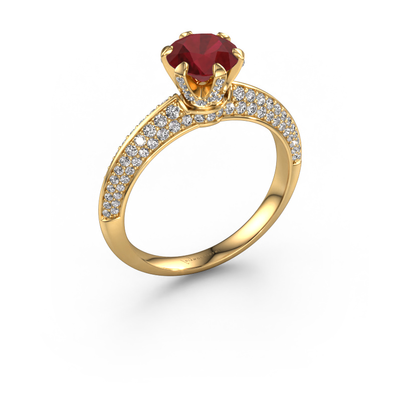 Image of Engagement ring Abby 585 gold Ruby 6.5 mm