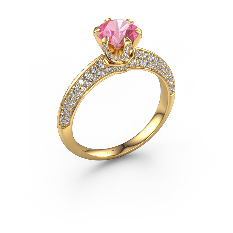 Image de Bague de fiançailles Abby 585 or jaune Saphir rose 6.5 mm