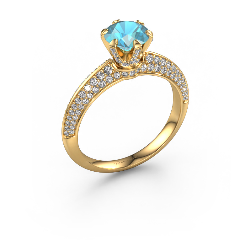 Image de Bague de fiançailles Abby 585 or jaune Topaze bleue 6.5 mm