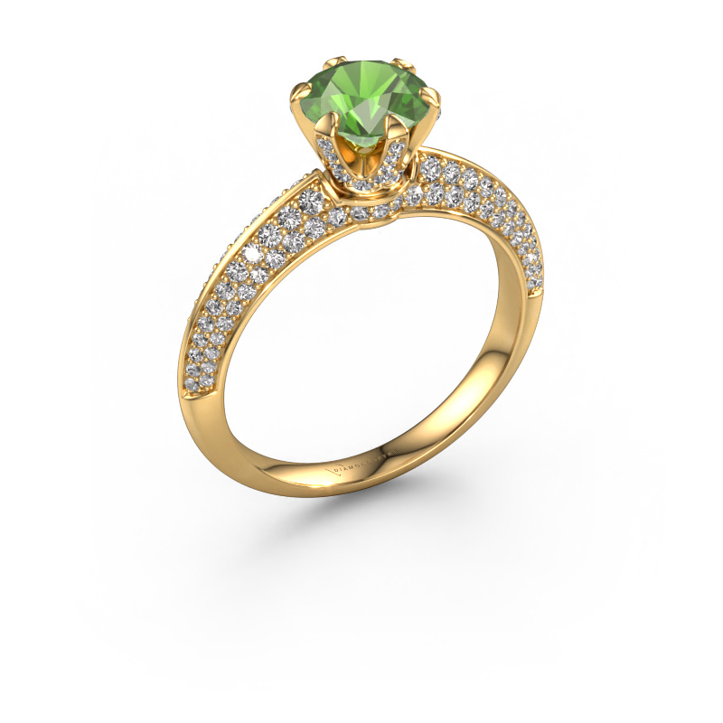 Image de Bague de fiançailles Abby 585 or jaune Vert tourmaline 6.5 mm