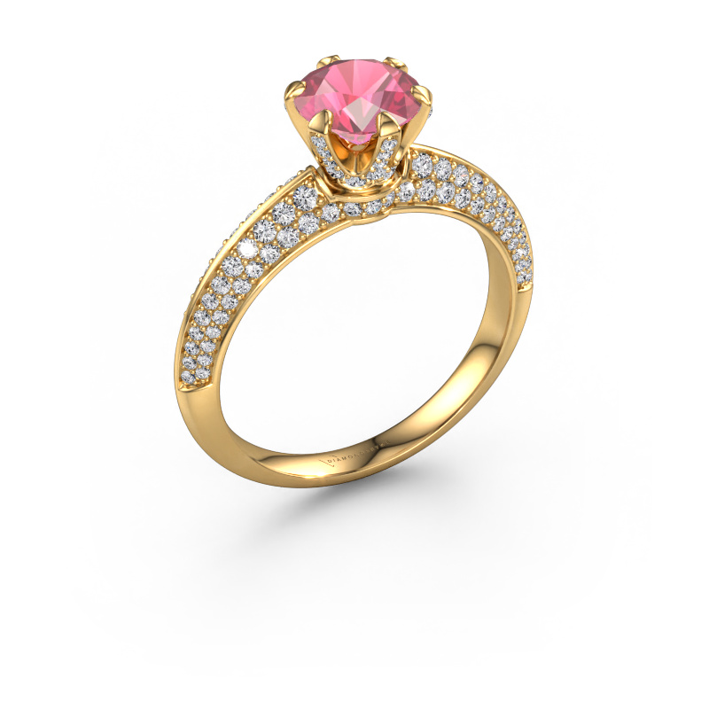 Image of Engagement ring Abby 585 gold Tourmaline pink 6.5 mm