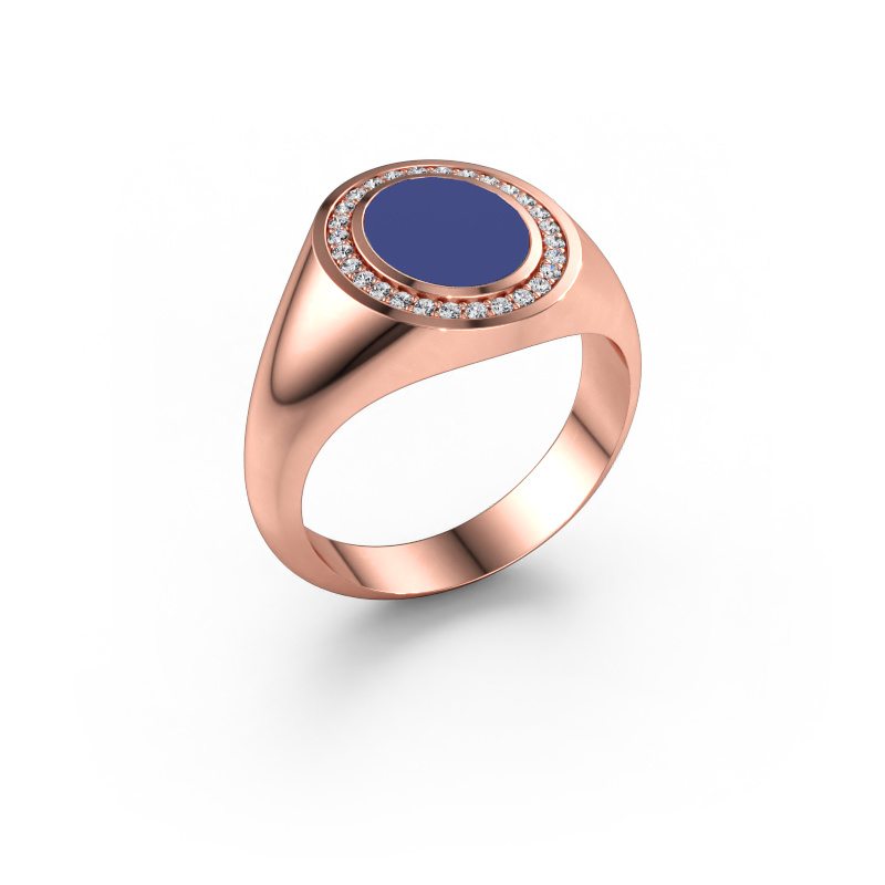 Immagine di Anello da mignolo Adam 1 585 oro rosa Smalto blu 10x8 mm