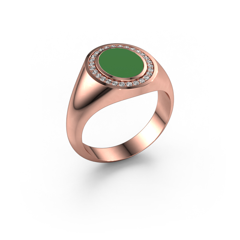 Image of Pinky ring Adam 1 585 rose gold Green enamel 10x8 mm