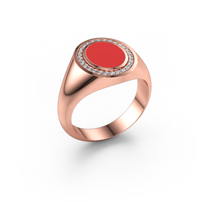 Bild av Lillfingerring Adam 1 585 roséguld Röd emalj 10x8 mm