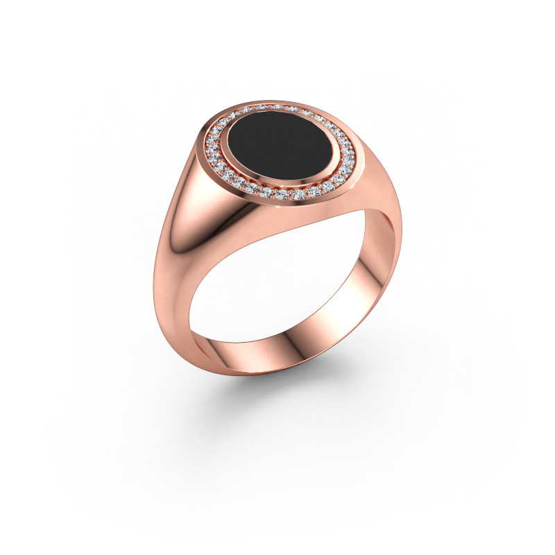 Immagine di Anello da mignolo Adam 1 585 oro rosa Smalto nero 10x8 mm