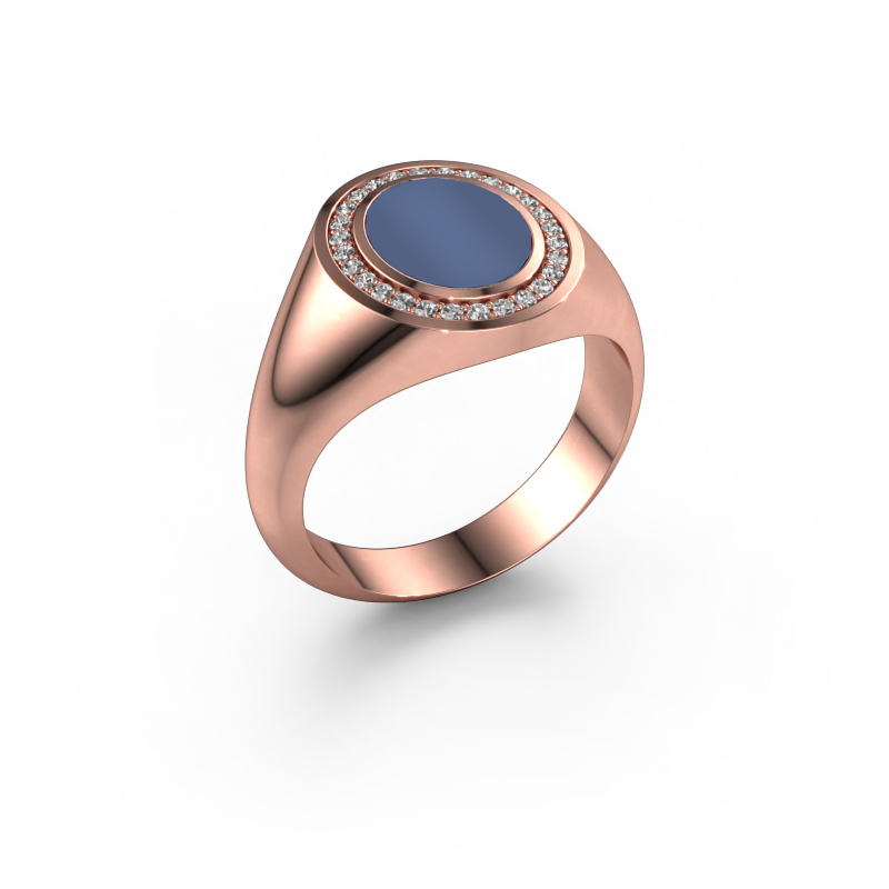 Bild von Pinky Ring Adam 1 585 Roségold Blau Lagenstein 10x8 mm