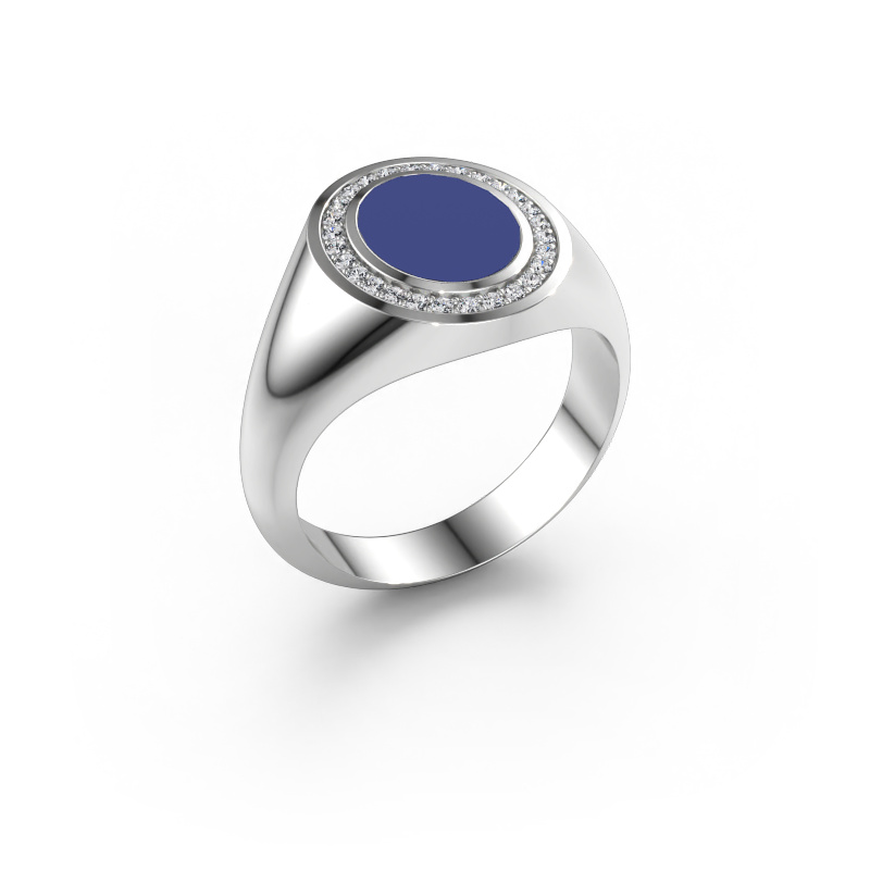 Bild av Lillfingerring Adam 1 950 platina Blå emalj 10x8 mm