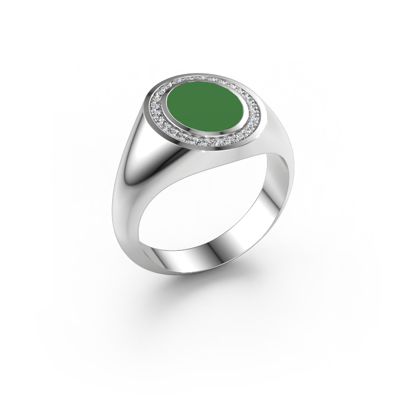 Bild av Lillfingerring Adam 1 585 vitt guld Grön emalj 10x8 mm